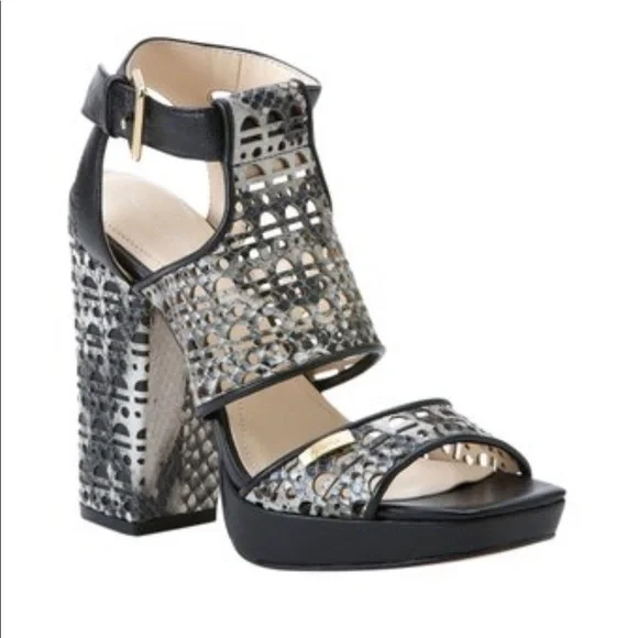 Calvin Klein Black and White Snake Platform Pump Formal Shoes 7 - Picture 10 of 14